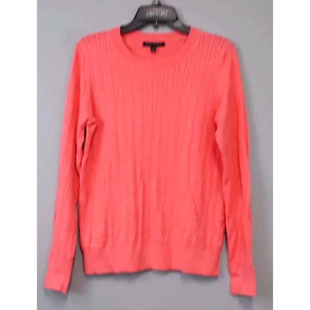 Banana Republic Crewneck Sweater Womens Medium Pink Cable Knit Long Sleeve
